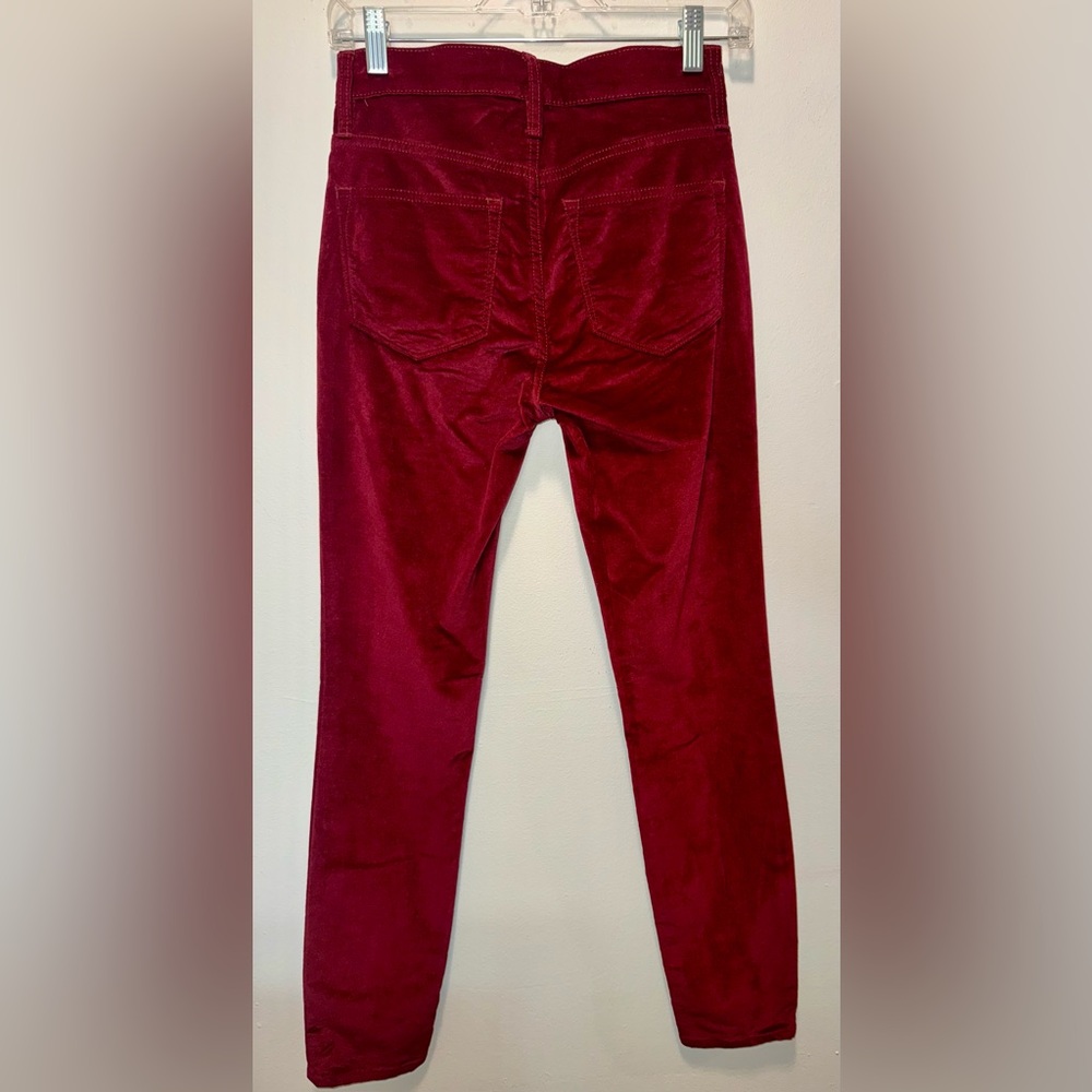 J. Crew Velvet 9" Rise Toothpick Skinny Jeans in Crimson Maple - Size 25 - Picture 3 of 10